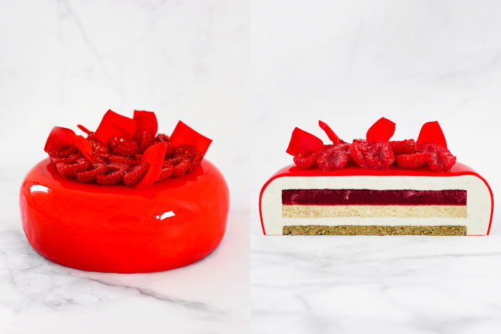 Raspberry & Rose Cake 紅桑子玫瑰蛋糕 HK$580年初才開業並吸引大批甜品控朝聖的當文歷餅店by Dominique Ansel,近日推出了全新主題甜點迎接母親節。蛋糕以